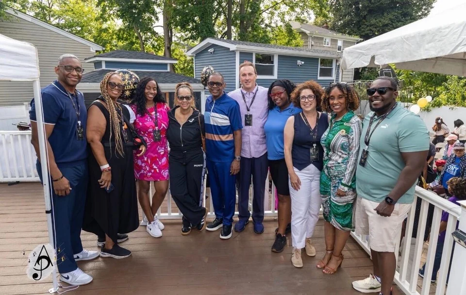 Tony Vauss with guests at an outdoor birthday gathering
